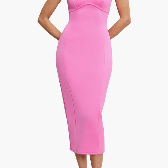 Good American | Dresses | Good American Pink Bodycon Midi Dress Sweetheart  Neckline | Poshmark